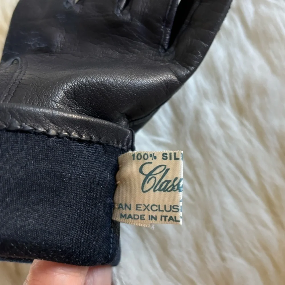 Vintage Classique Leather Made in Italy 100% Silk Lined Gloves, Women's